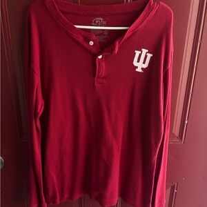 Crimson Long-Sleeve Henley Tee